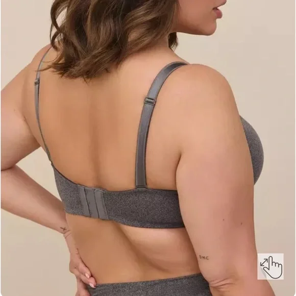 TORRID CURVE XO PUSH UP PLUNGE BRA 46DD CHARCOAL LACE UP SEXY SUPPORT **NWT** - Picture 6 of 10